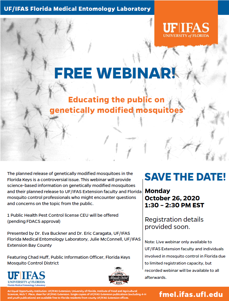 Webinar poster for GM Mosquitoes
