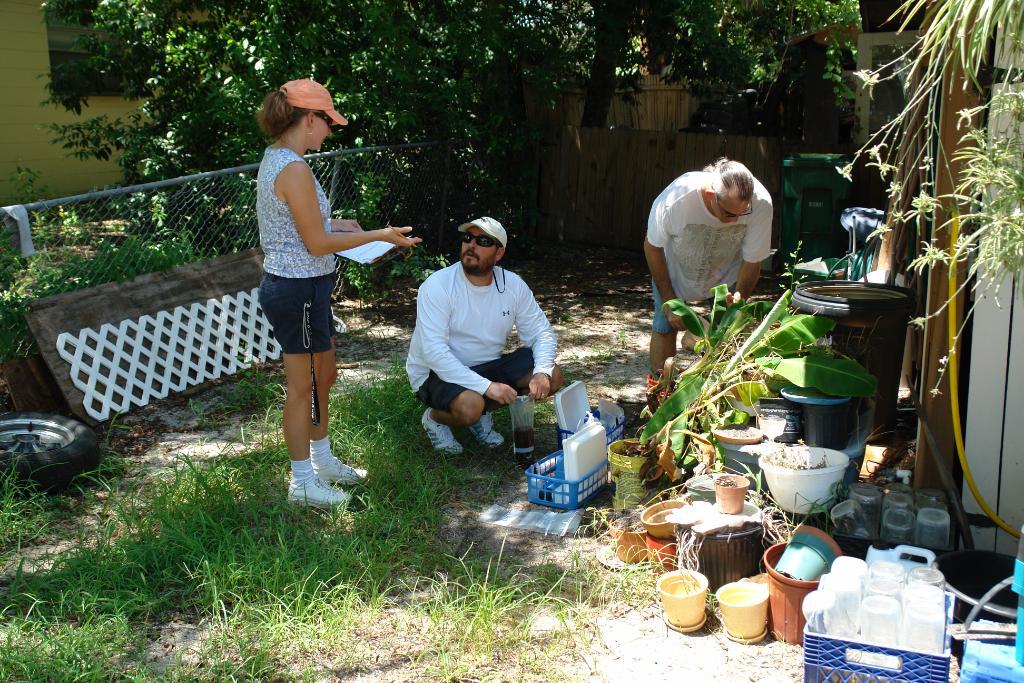 Sampling for mosquito in yard